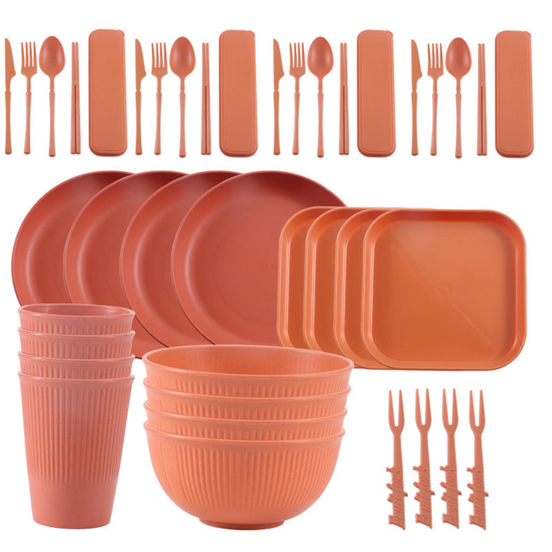 40 Pcs Wheat Straw Dinnerware Set 10