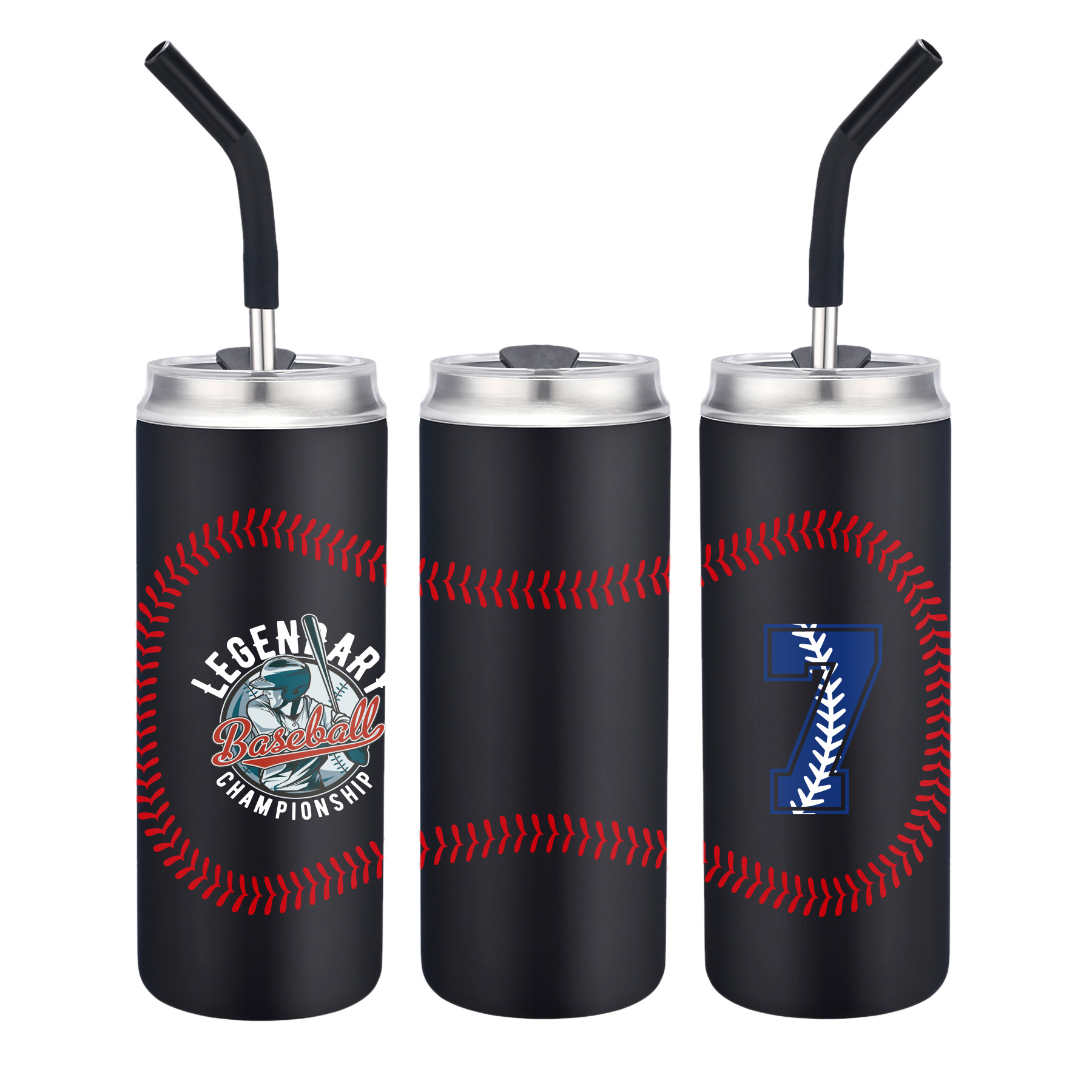 20 oz. Baseball Design Vacuum Tumbler With Straw 5