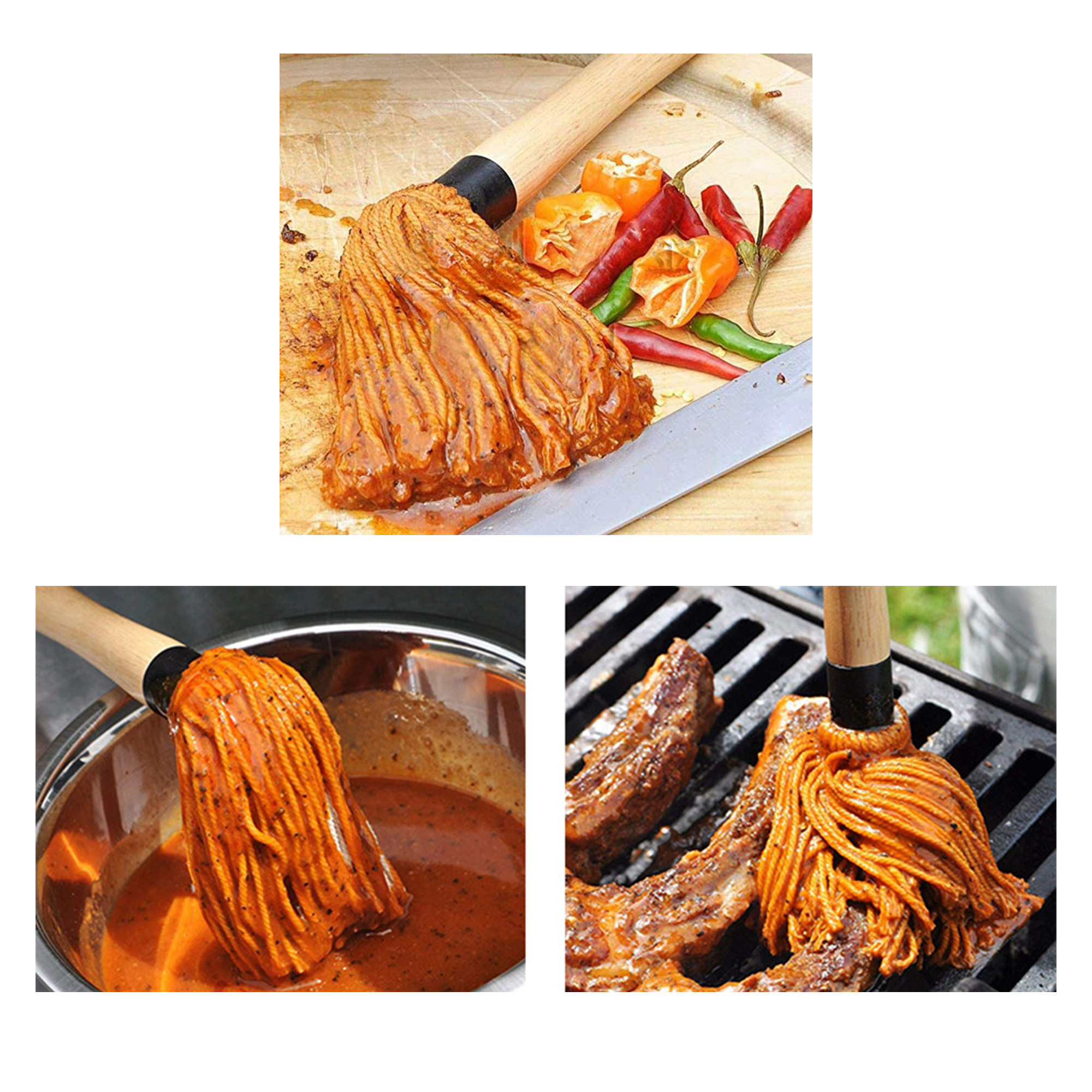 Custom Logo Wooden BBQ Basting Brush 4