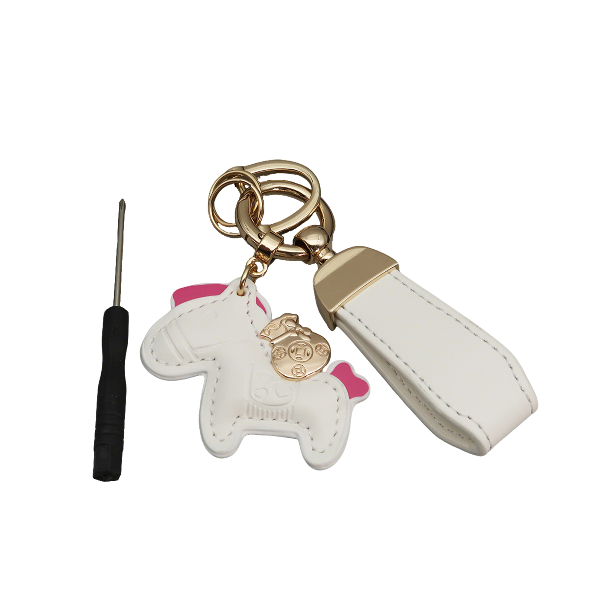 Polyurethane Pony Figure Key Ring With Strap 6.7" Length 10