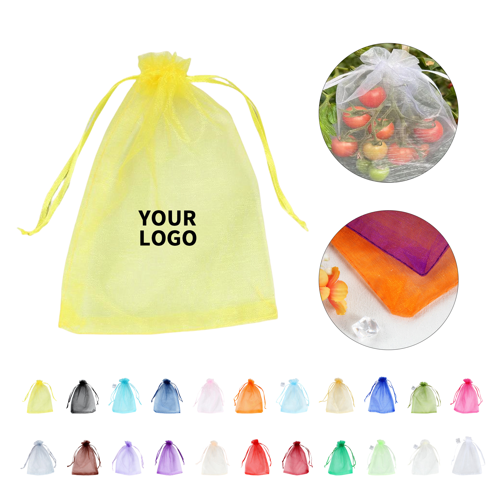 Organza Drawstring Mesh Bag 4" x 6" Sheer Favor Pouch 12