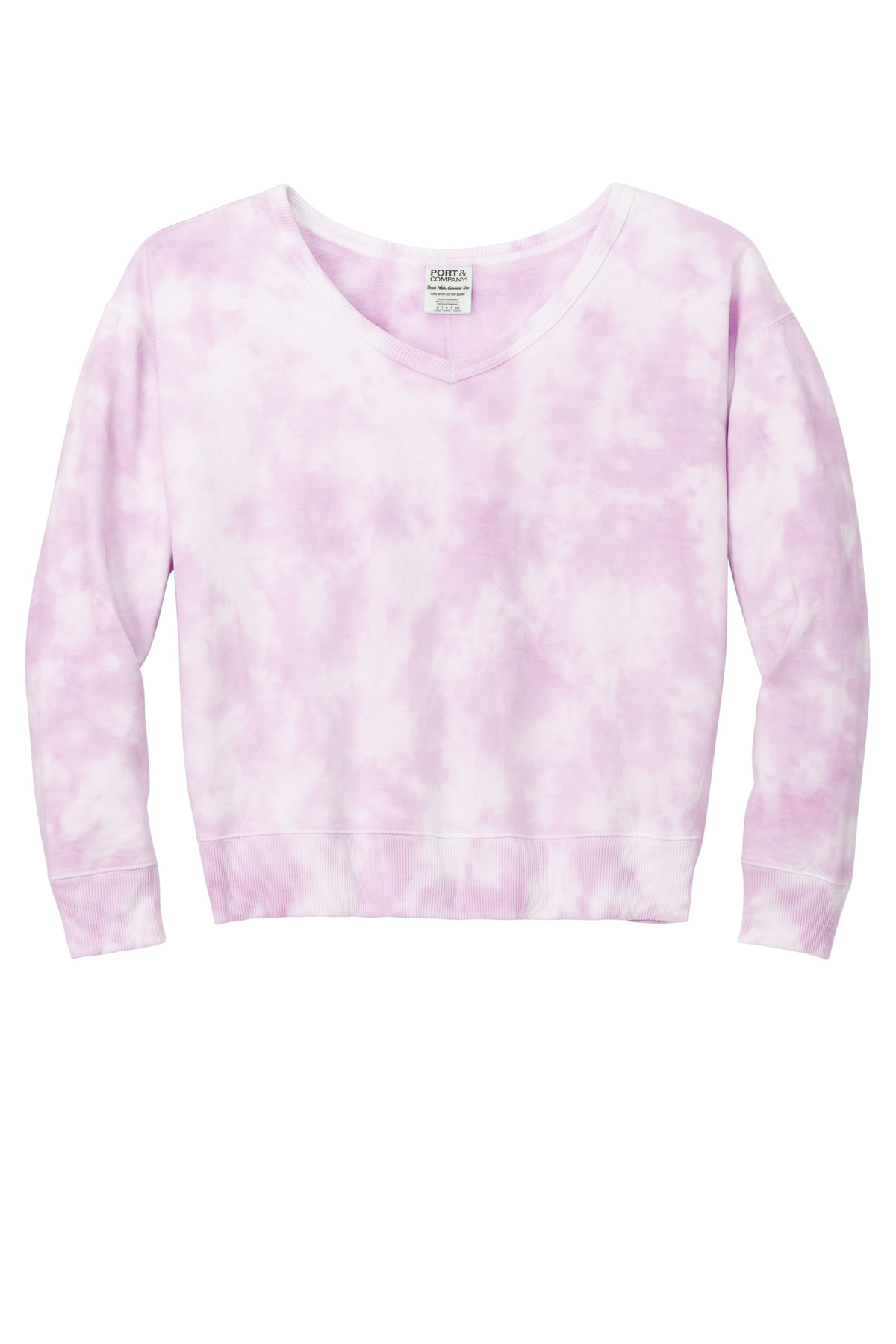 Port & Co Women's Beach Wash Cloud Tie-Dye V-Neck Sweatshirt LPC140V 32