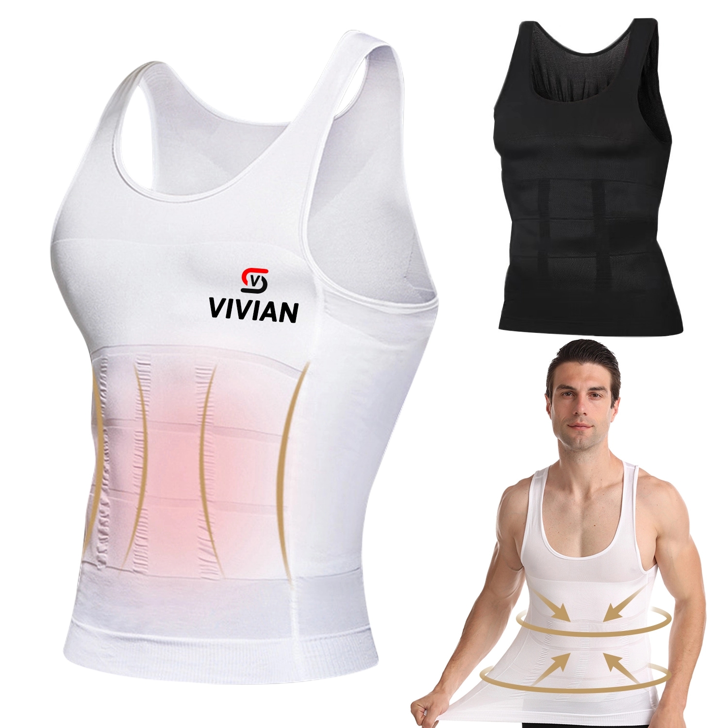 Men Body Shaper Slimming Vest Tight Compression Shirt 2