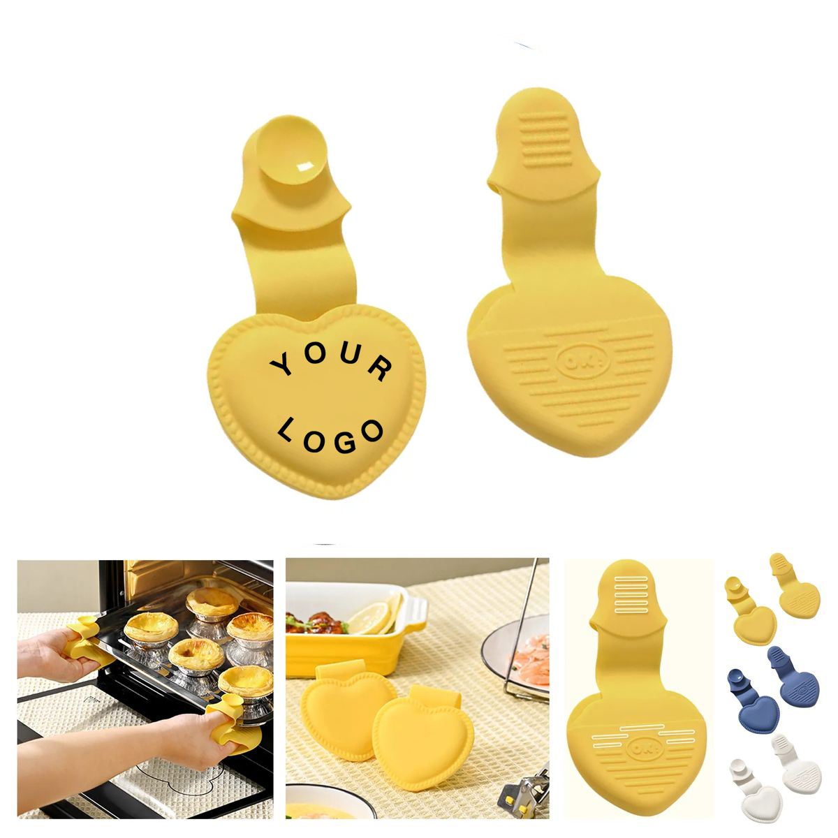 Silicone Heart Oven Mitts with Heat Protection 2