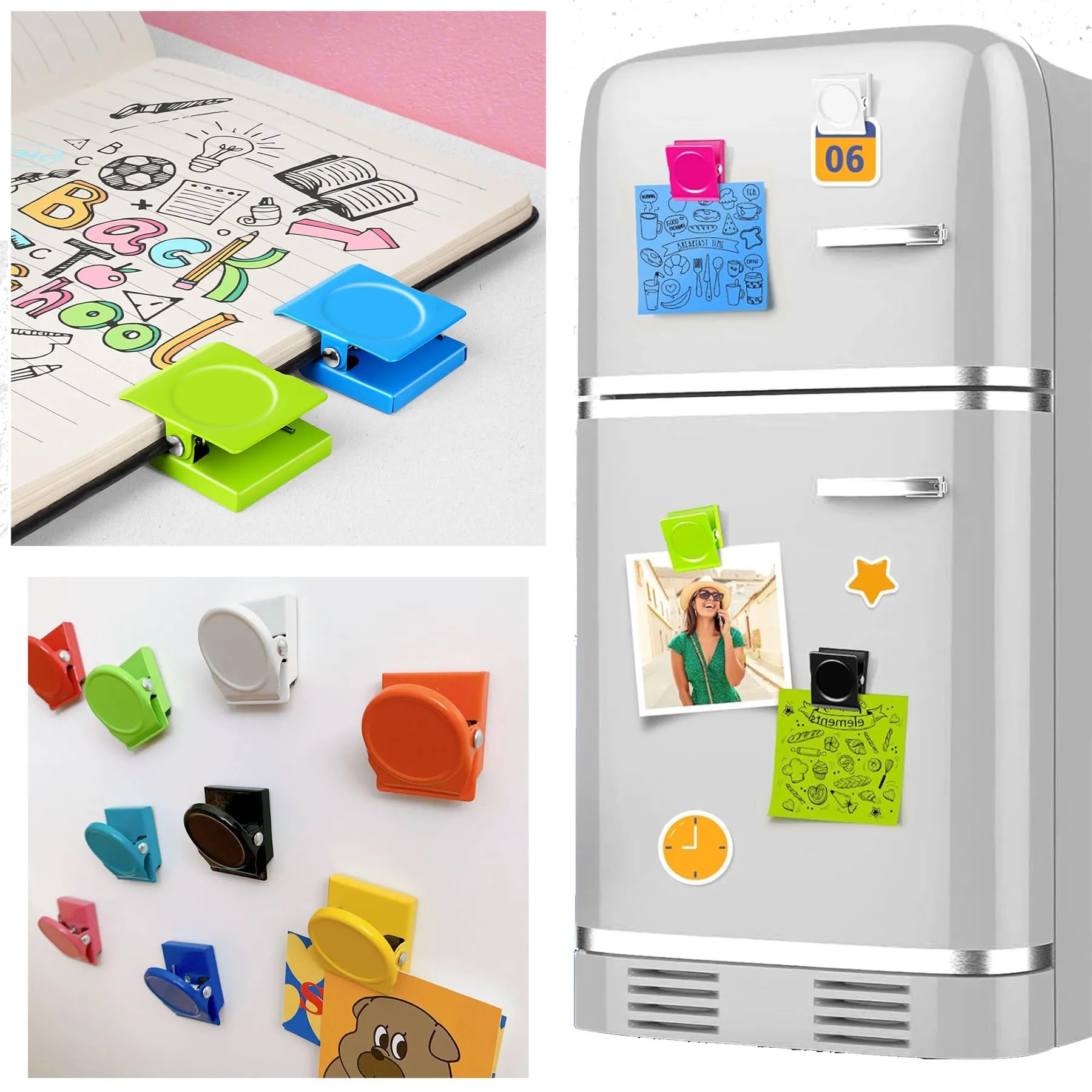 Square Strong Refrigerator Magnet Metal Clips 8
