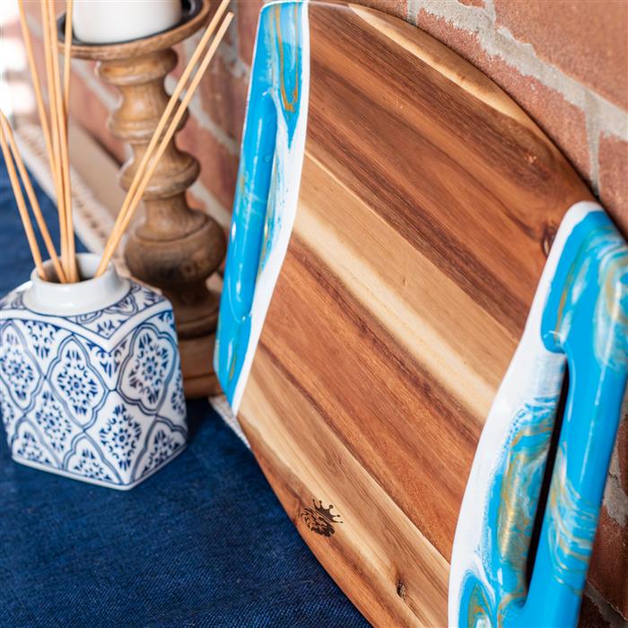 XL Curved Acacia Board With 2 Handles 22