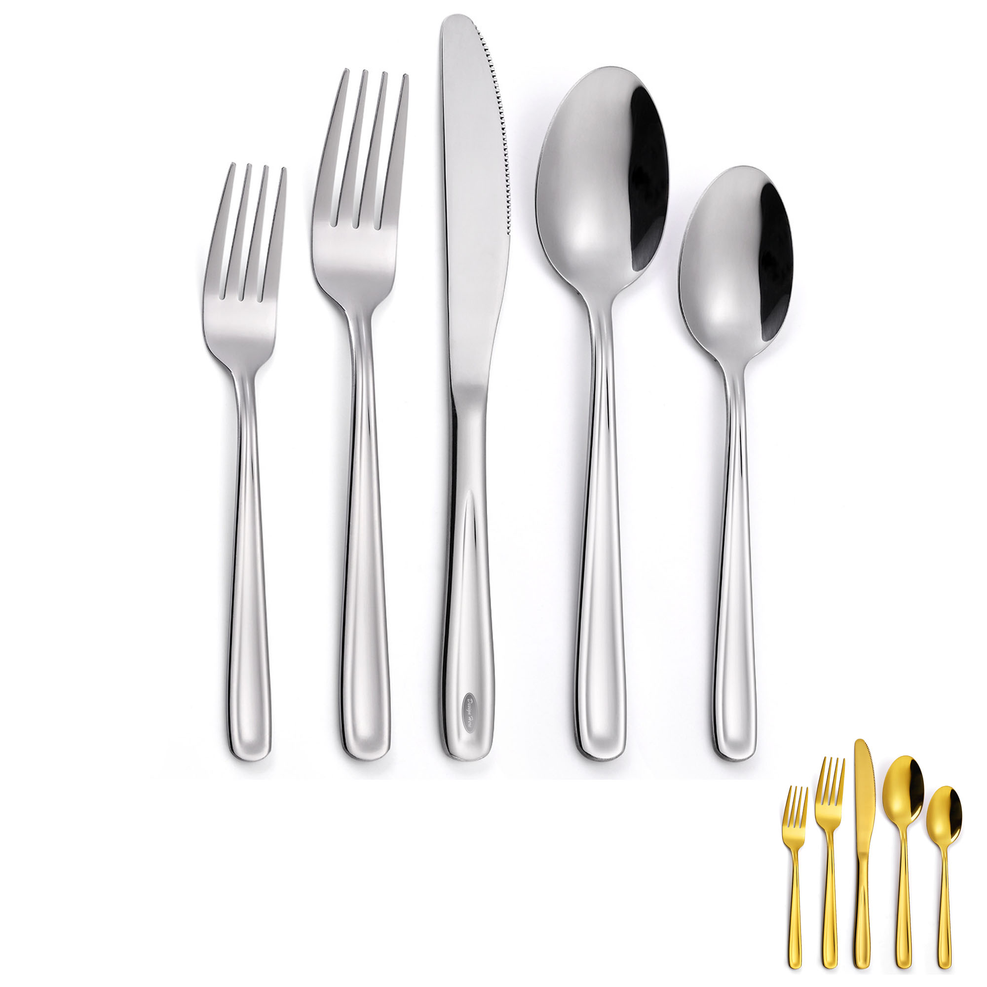 Grooved stainless steel knife, fork and spoon five-piece set 1
