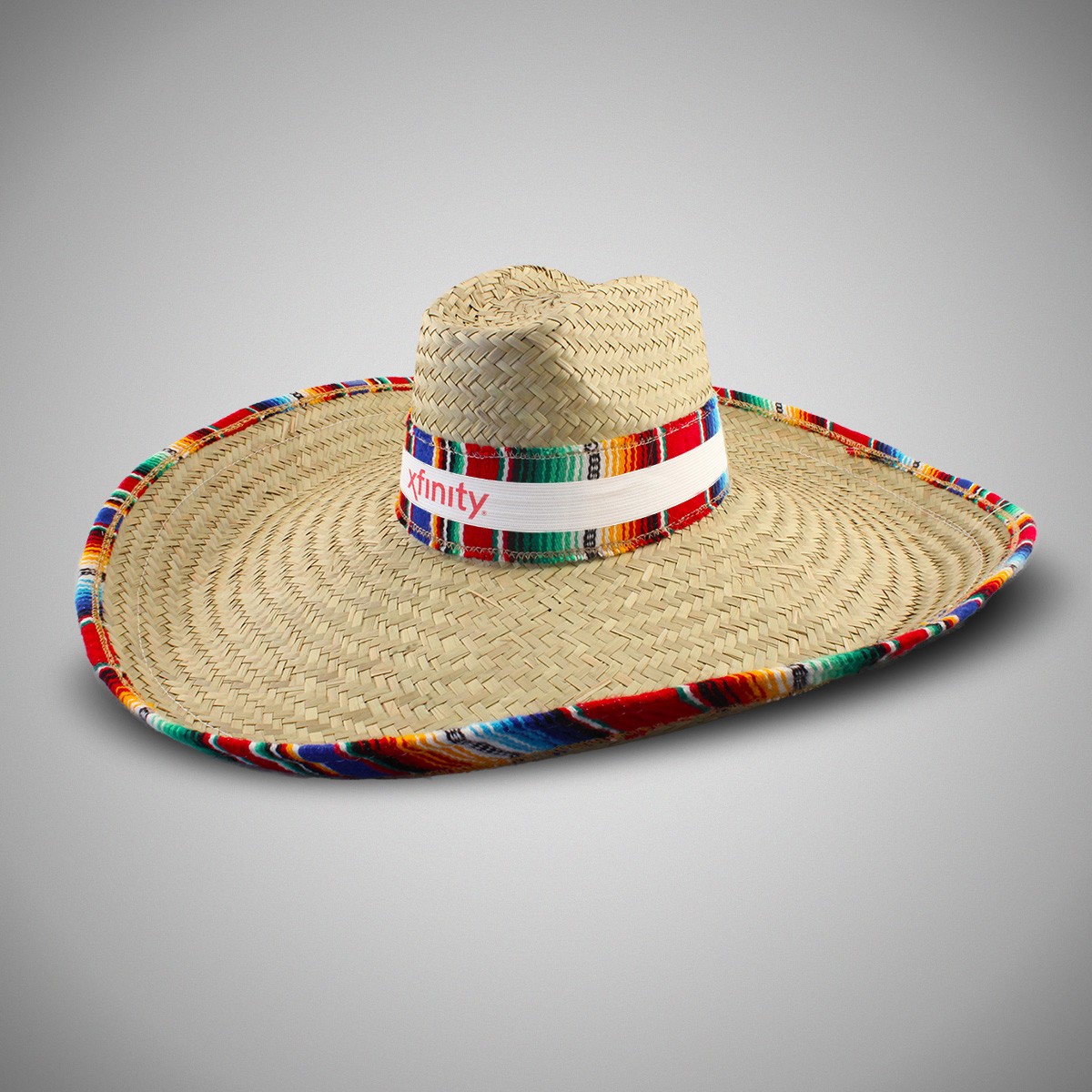 Giant Natural Straw Sombrero with Serape Trim (blank) 2