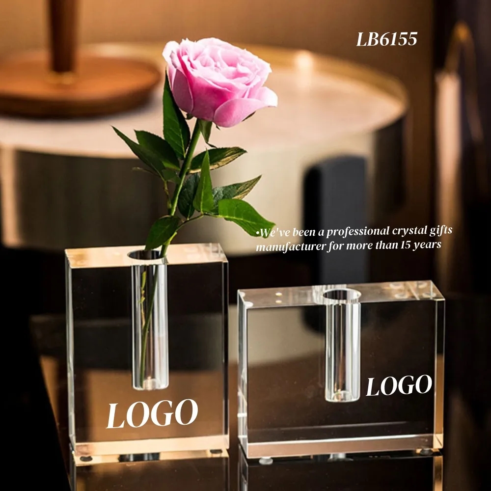 Square Crystal Flower Vases Glass Centerpieces for Tables 6