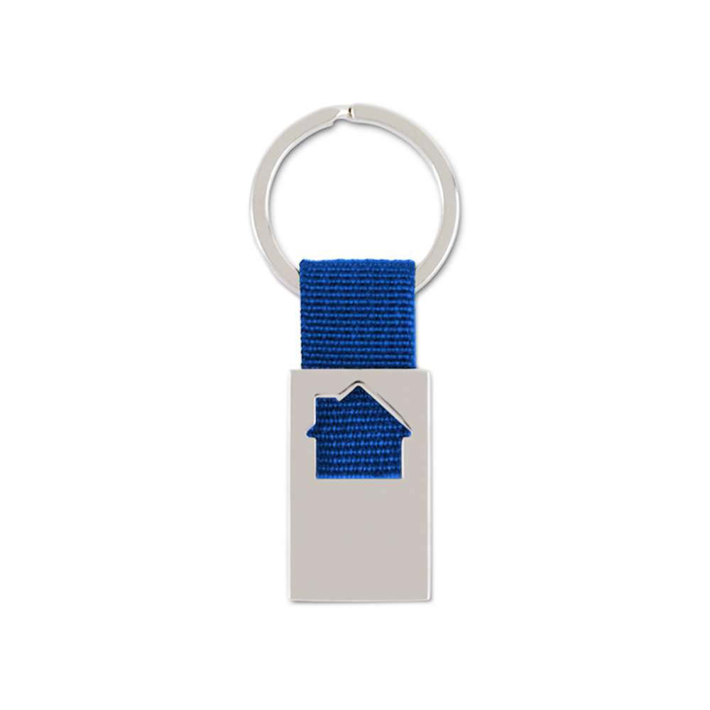 House Shape Keychain - Alloy With Fabric Strap 1
