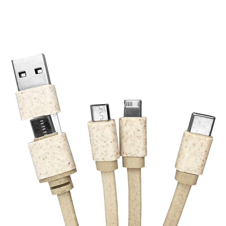 Square Bamboo Charging Cable Key Ring 5