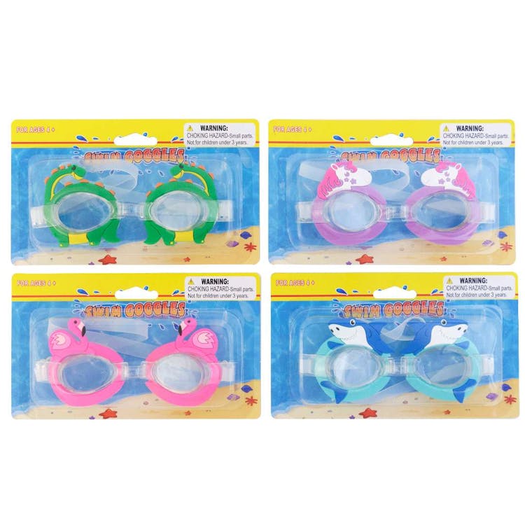 Kid's Swim Goggles - 4 Assorted Animal Shapes 2