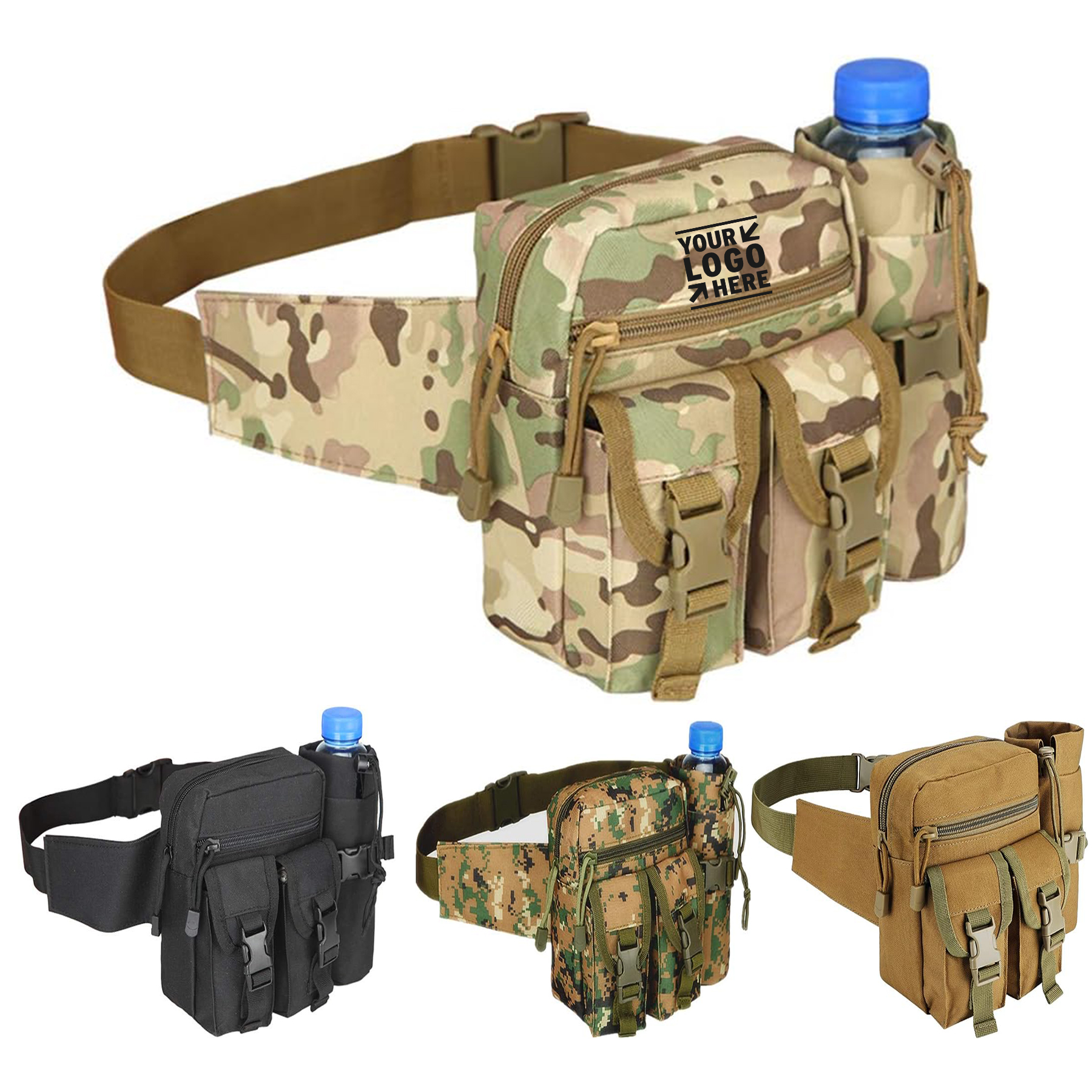 Camping Hiking Tactical Waist Bag Waterproof Utility Military Fanny Pack with Water Bottle Holder   