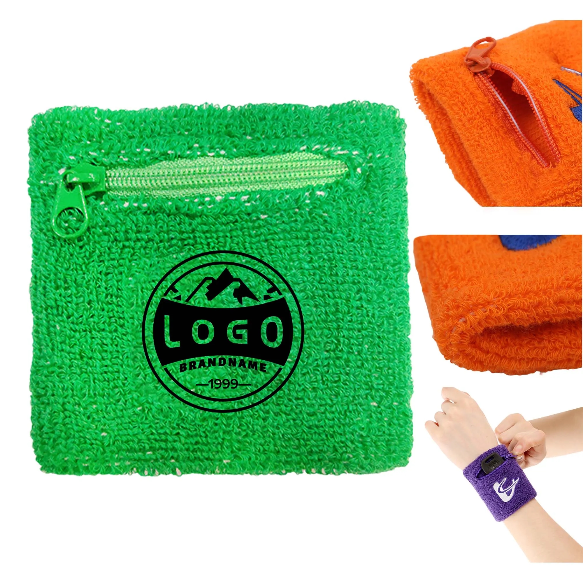 Plain Towel Wristband With Zipper 5