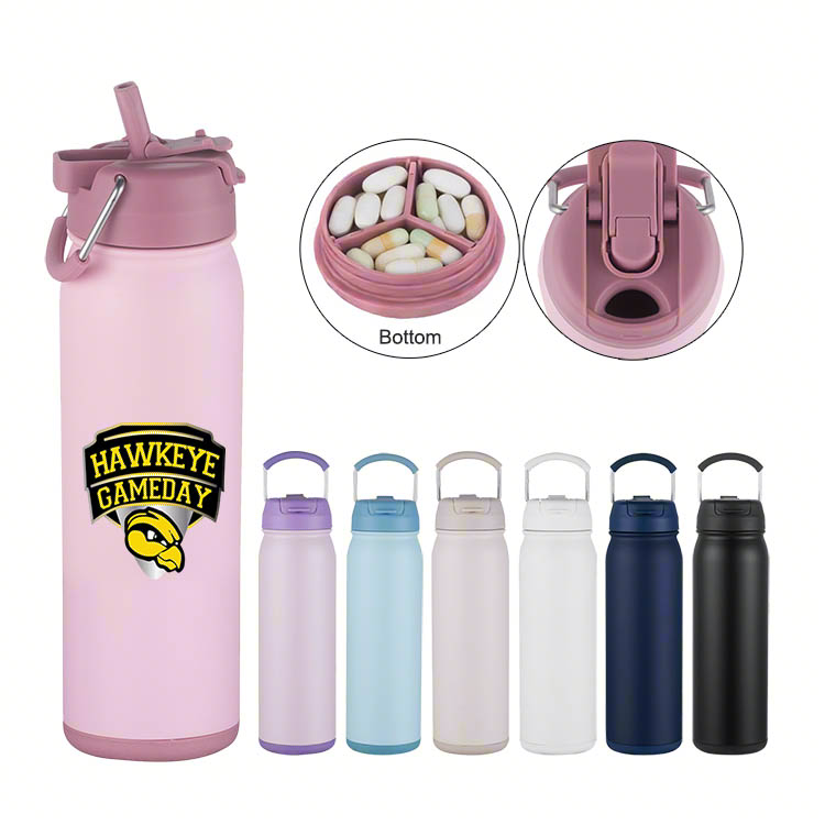 24oz Vacuum Insulated water Bottle with Built-in Straw & Carry Handle will pill box, custom water bottle with logo imprint 8