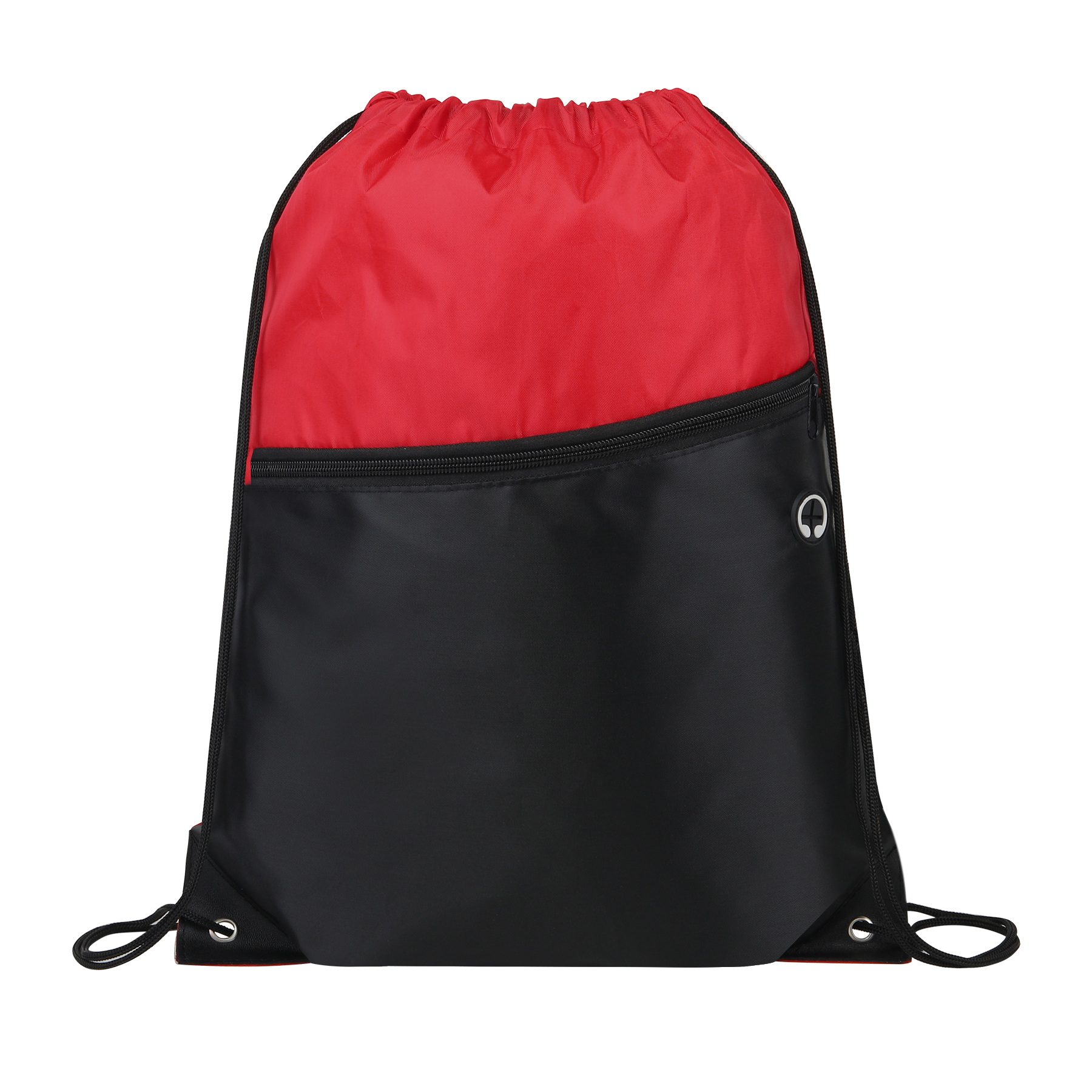 Two-Tone Drawstring Backpack With Front Zipper 9