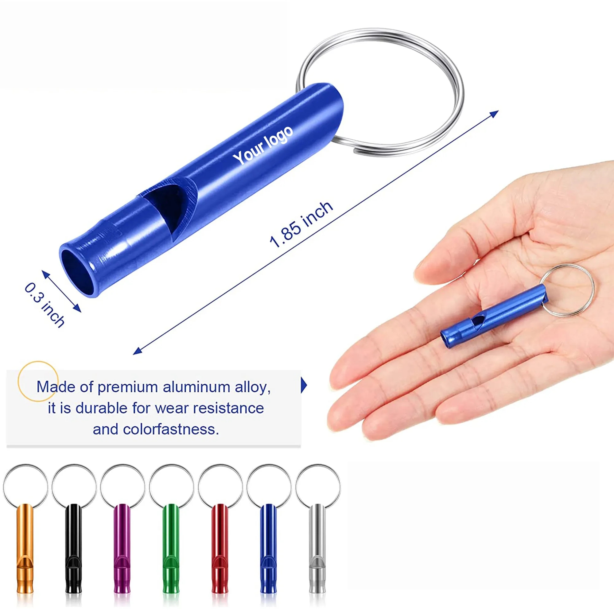 Aluminum Whistle With Key Ring 2