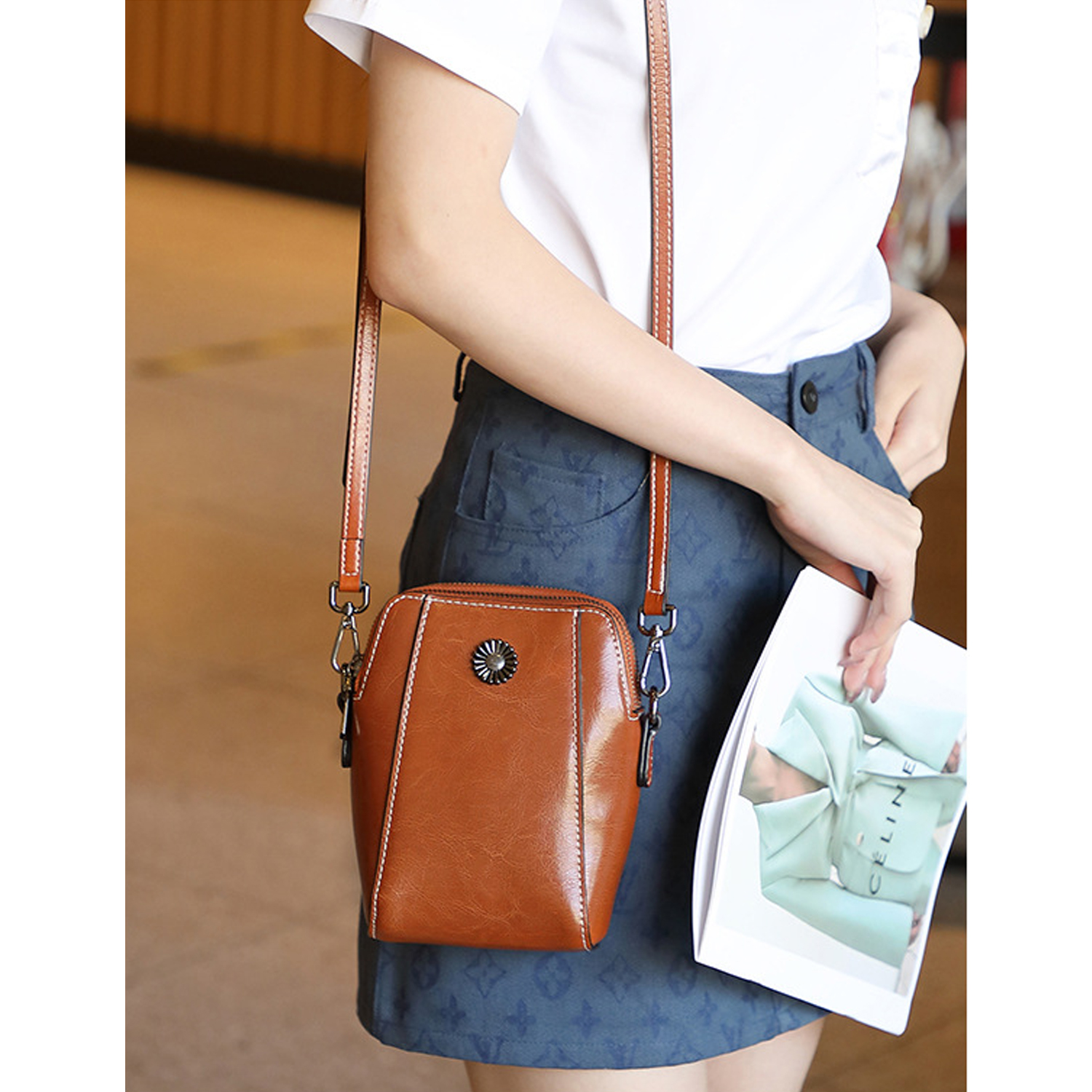 Genuine Leather Small Crossbody Purses for Women Phone Bag 5
