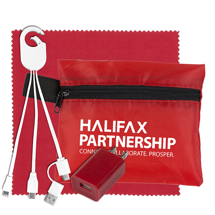 "TECHPACK PLUS" Tech Home and Travel Kit with Microfiber Cleaning Cloth, USB Wall Charger 21