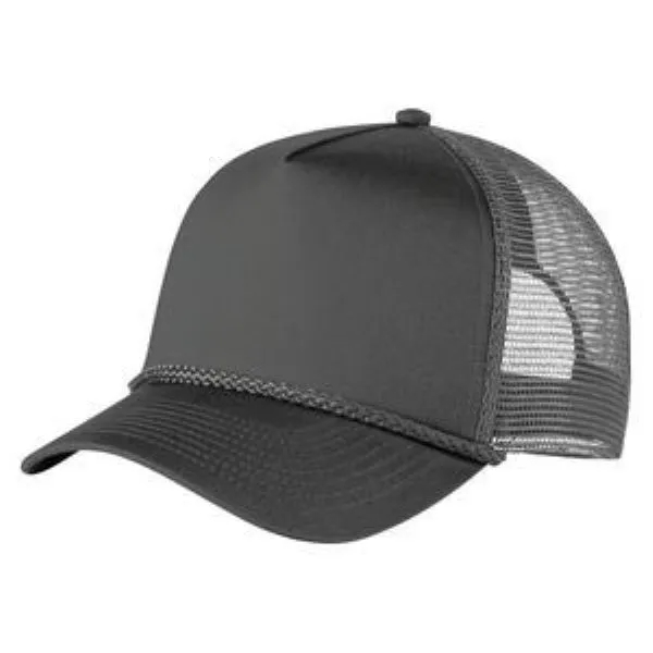 Structured 5 Panel Curved Bill Trucker Cap with Rope 2