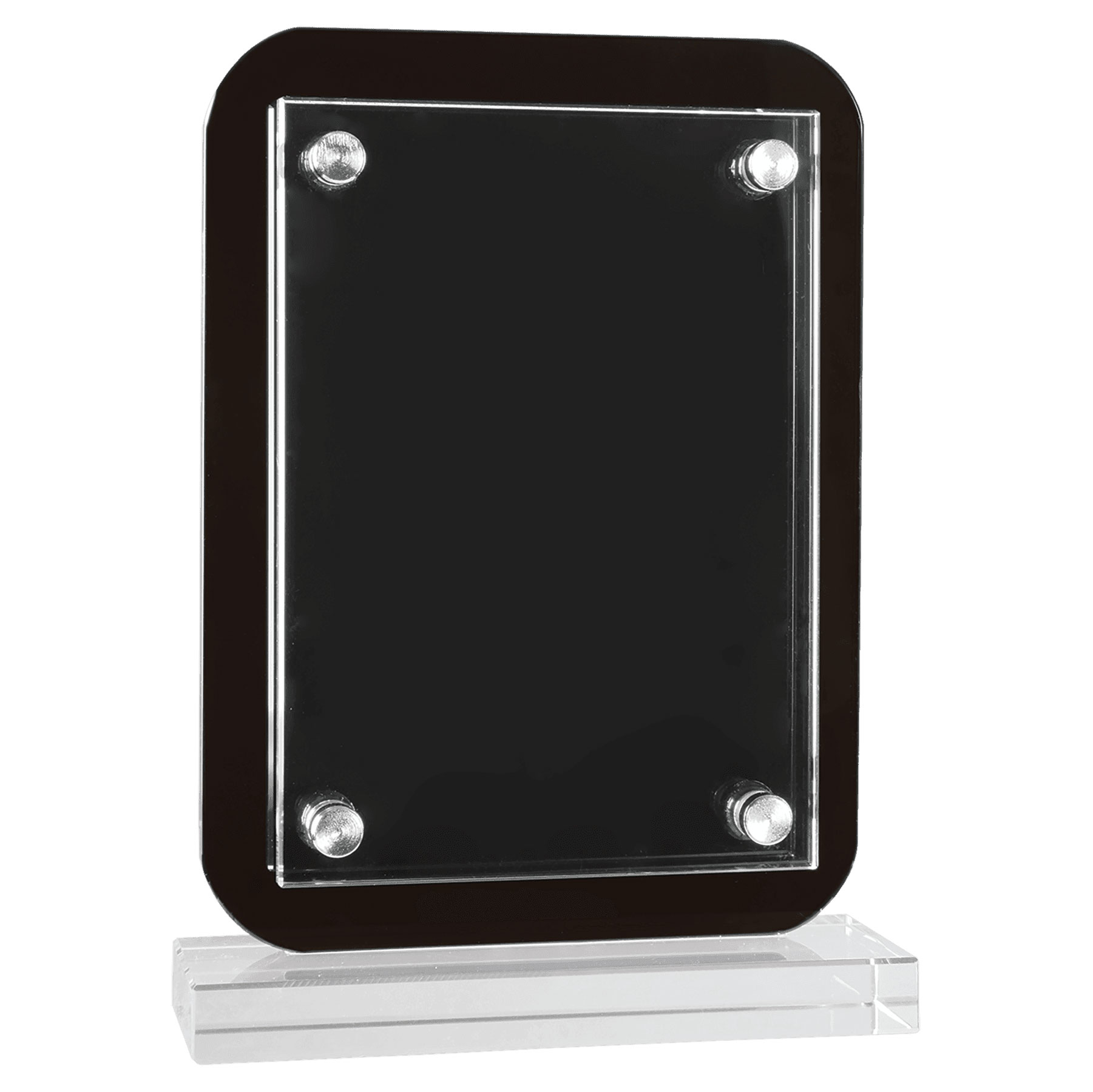 5 1/2" x 7 3/4" Black Floating Glass Standup Plaque 3