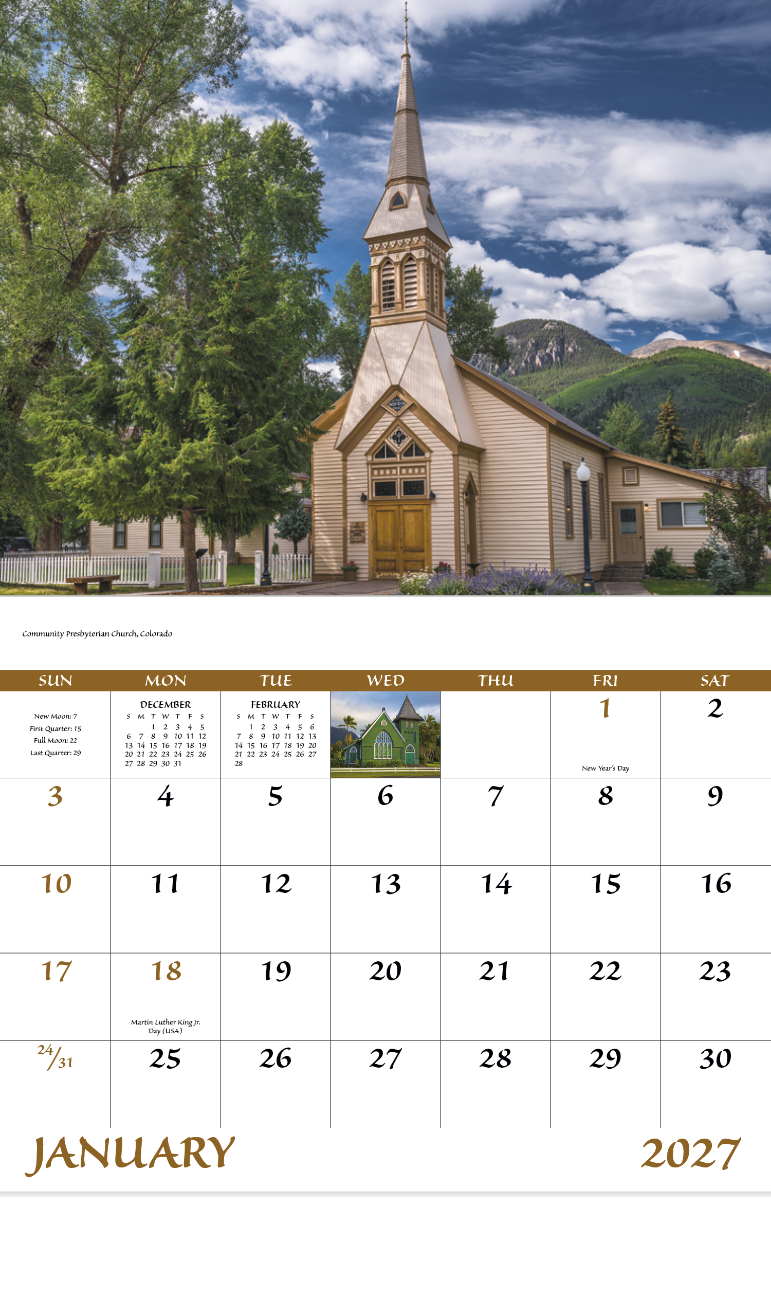 Good Value™ Scenic Churches - Stapled Calendar 46