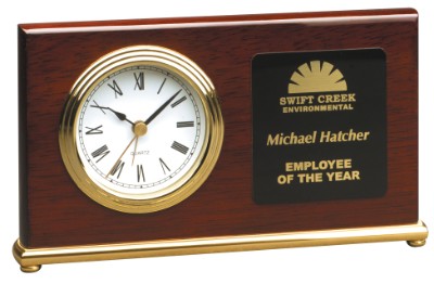 Rosewood Piano Finish Horizontal Desk Clock (engraved plate) 4