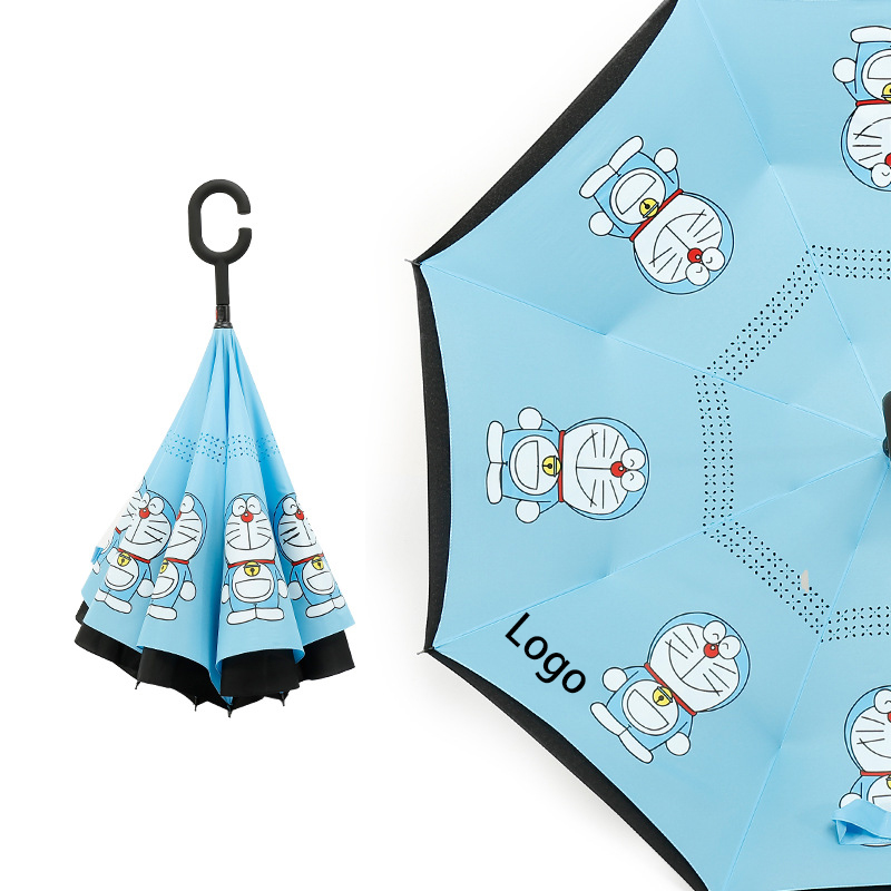 Cartoon Pattern Double Layer Reverse Umbrella with C-Shaped Handle 9