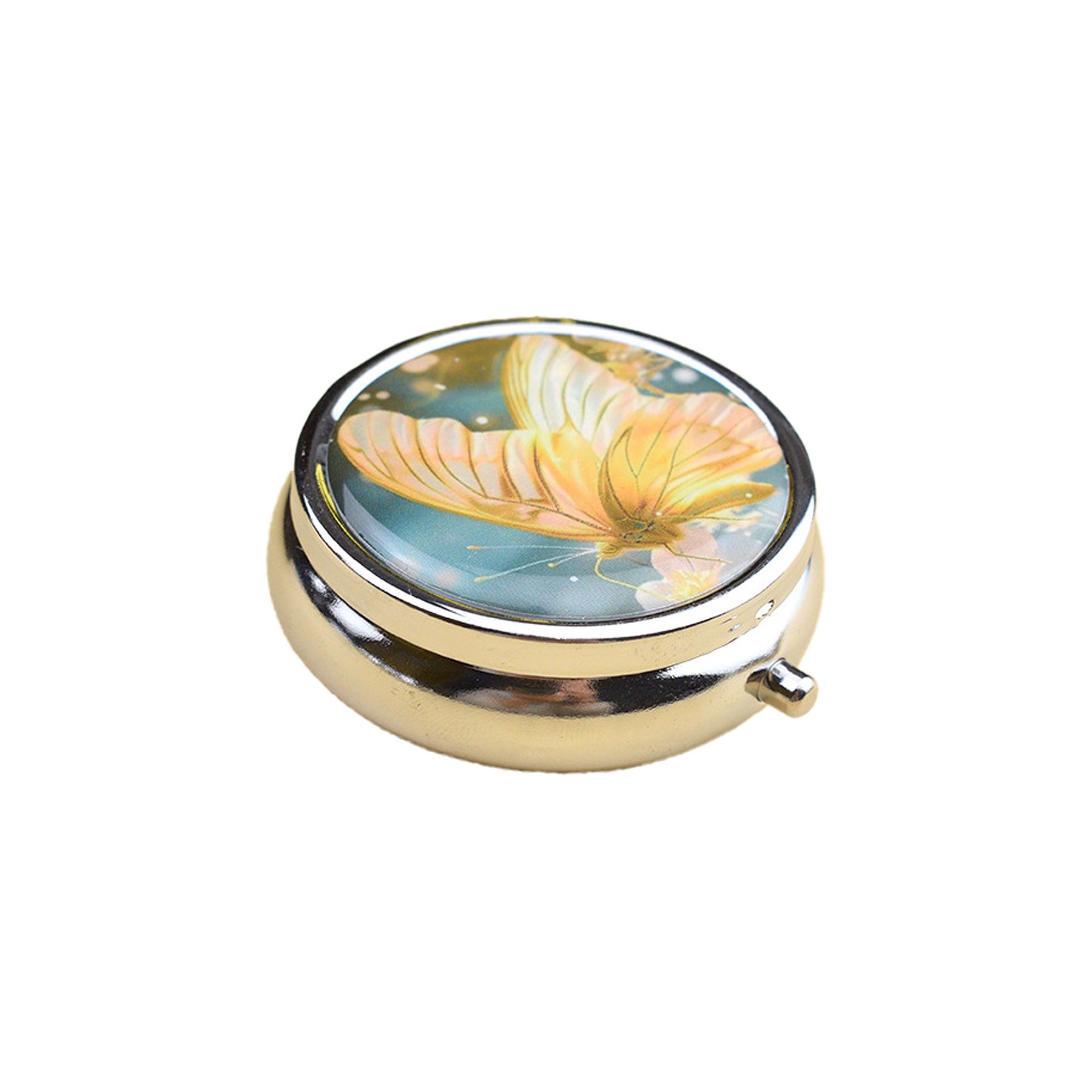 Round Three Compartments Vitamins Pill Cases With Key Chain 7