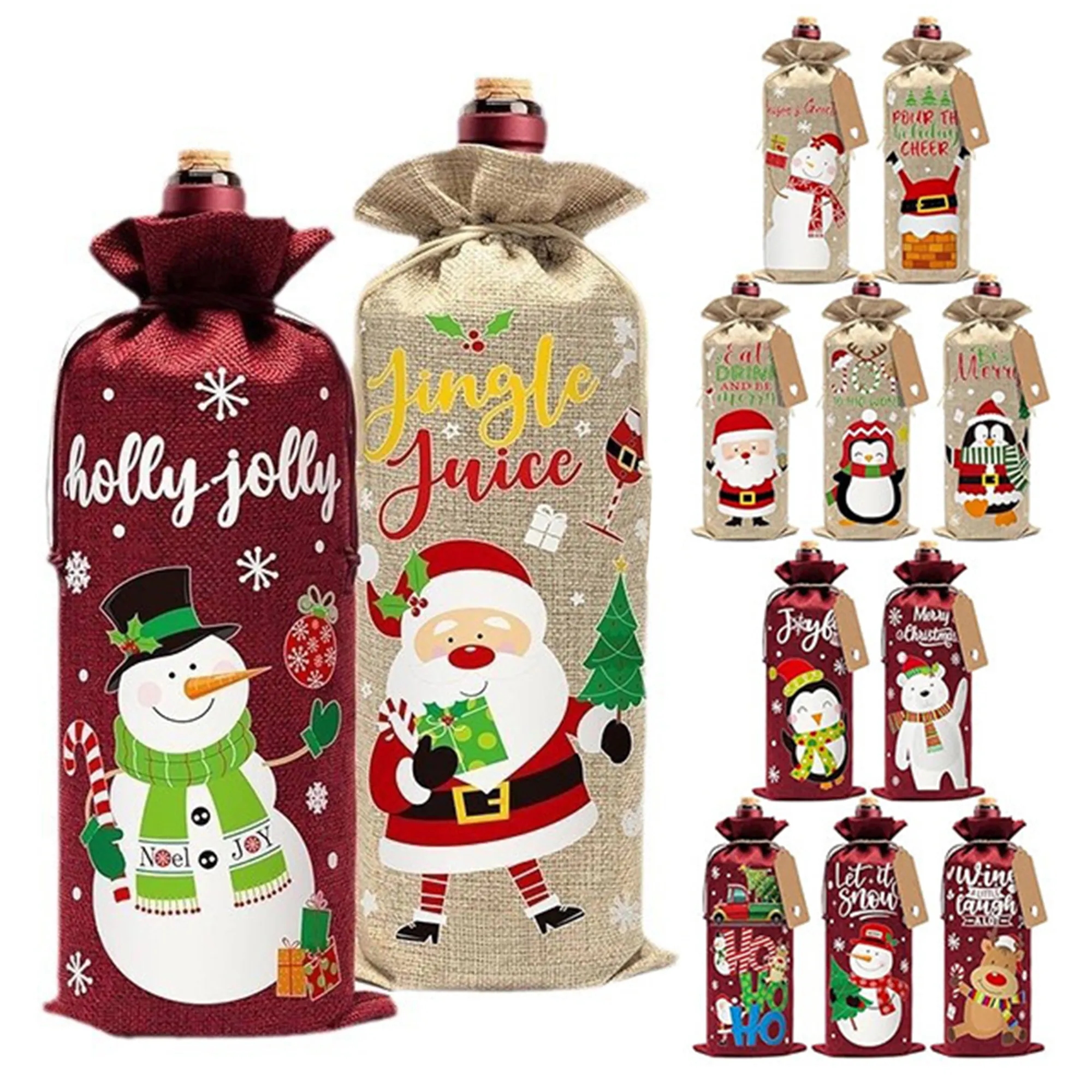 Christmas Red Wine Bundle Pocket Drawstring Packaging Bag 4