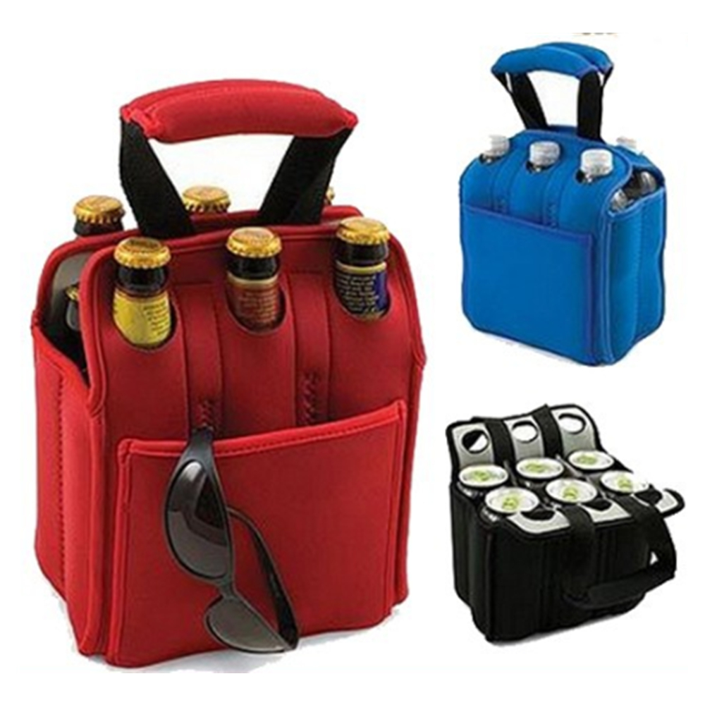 Neoprene 6 Pack Beer Bottle Carrier w/Pocket 5