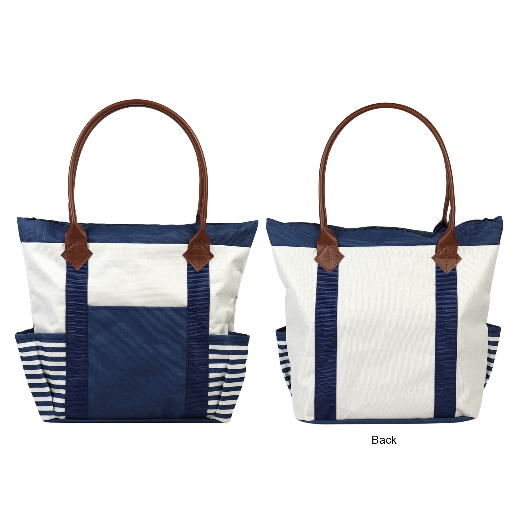 600D Navy Style Boat Tote Bag w/Leather Handles 4