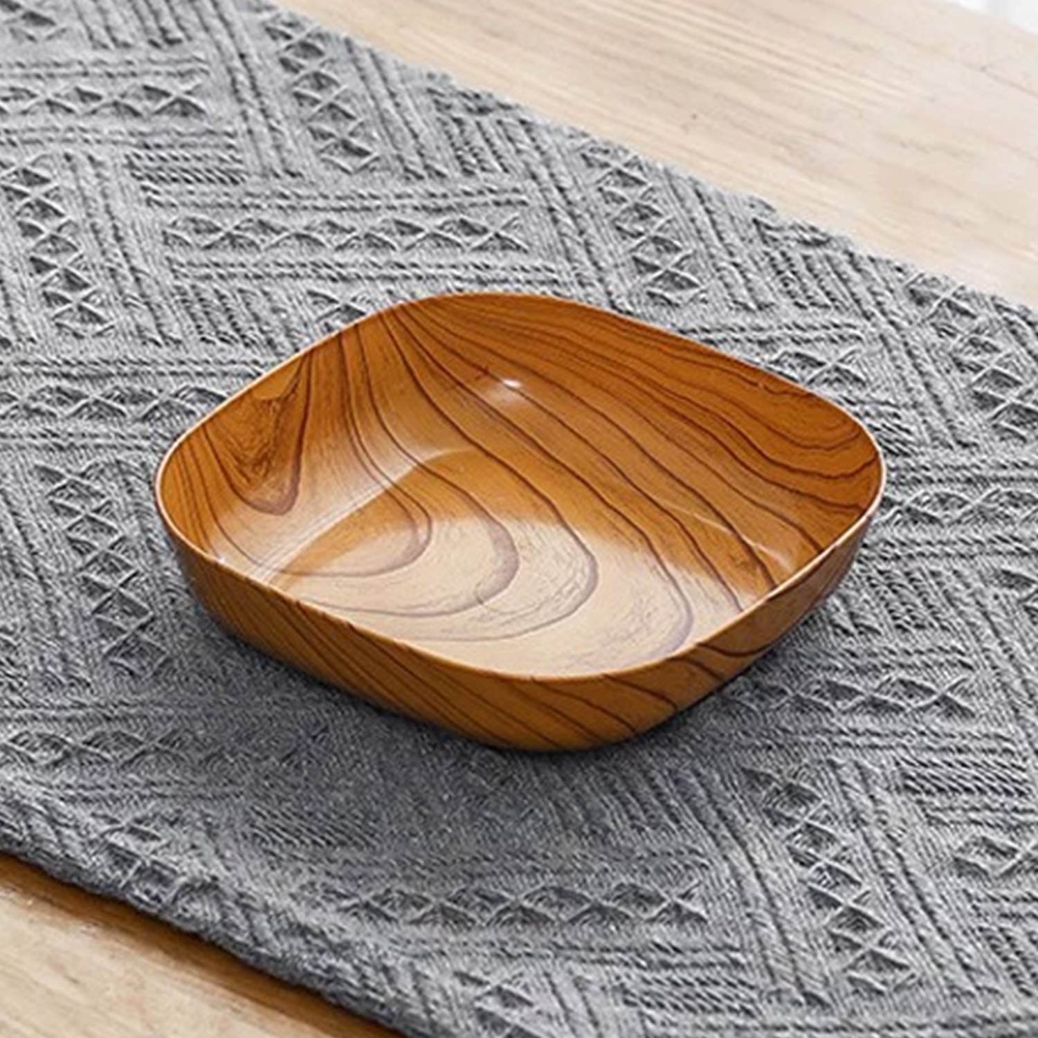 5.5 & 8 IN Faux Wood Grain Plastic Snack Square Plate 7
