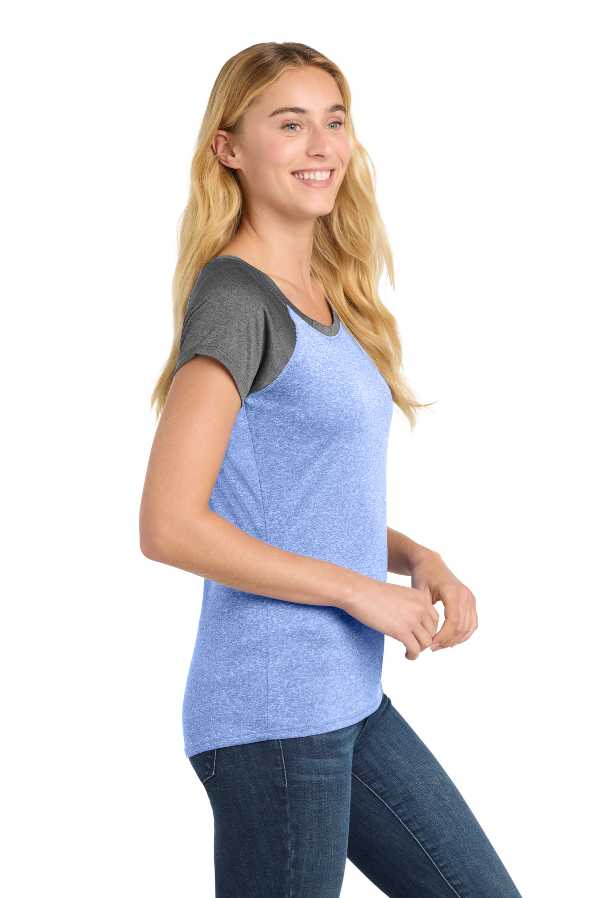 Sport-Tek Women's Heather-On-Heather Contender Scoop Neck Tee. LST362 40