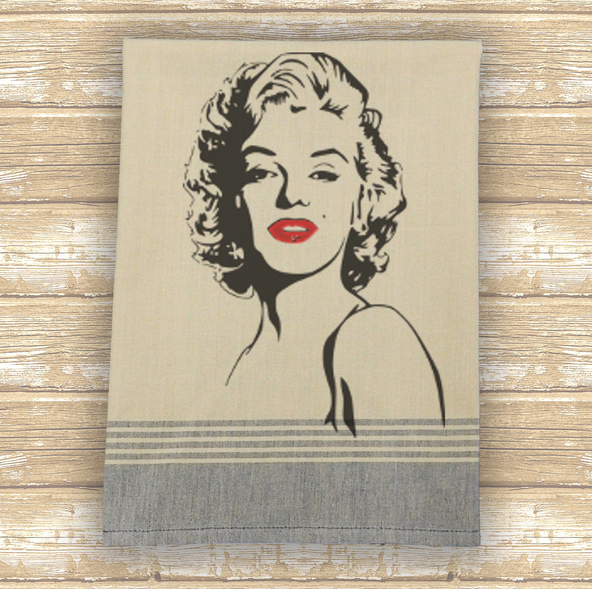 Navy/Tea Dyed Plaid Kitchen Towel with Custom Print 11