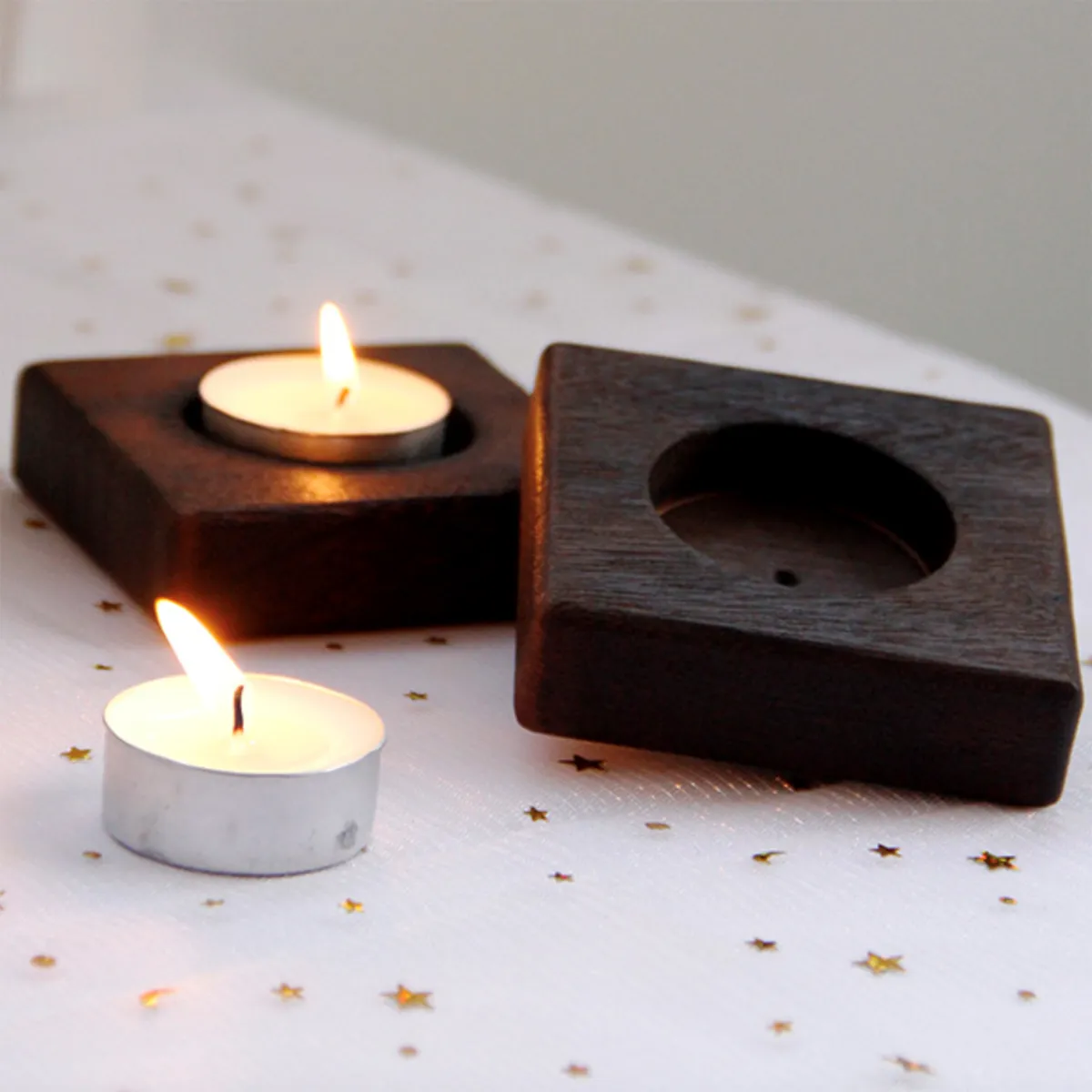 Wood Candle Holders with Tea Light 4