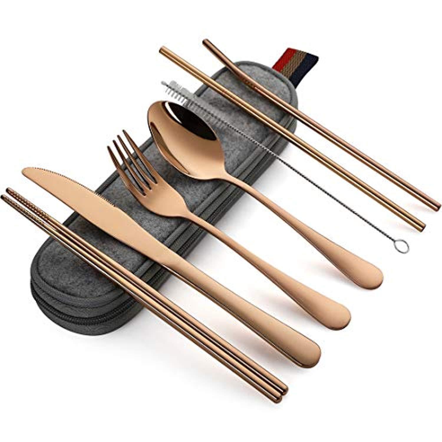 Portable Stainless Steel Utensil Set with Bag 1