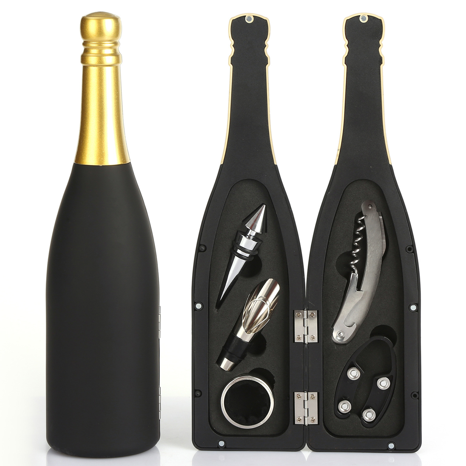 5 Pcs Bottle Shape Wine Opener Tools Set, custom bottle opener with logo imprint 6