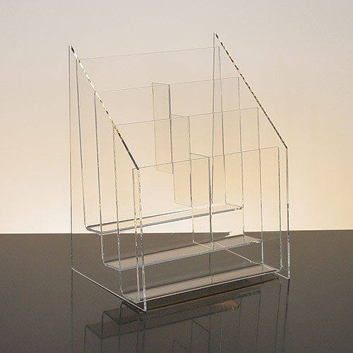 Countertop Brochure Holder, All Clear, 3-tier, 6 pockets for 4" 2