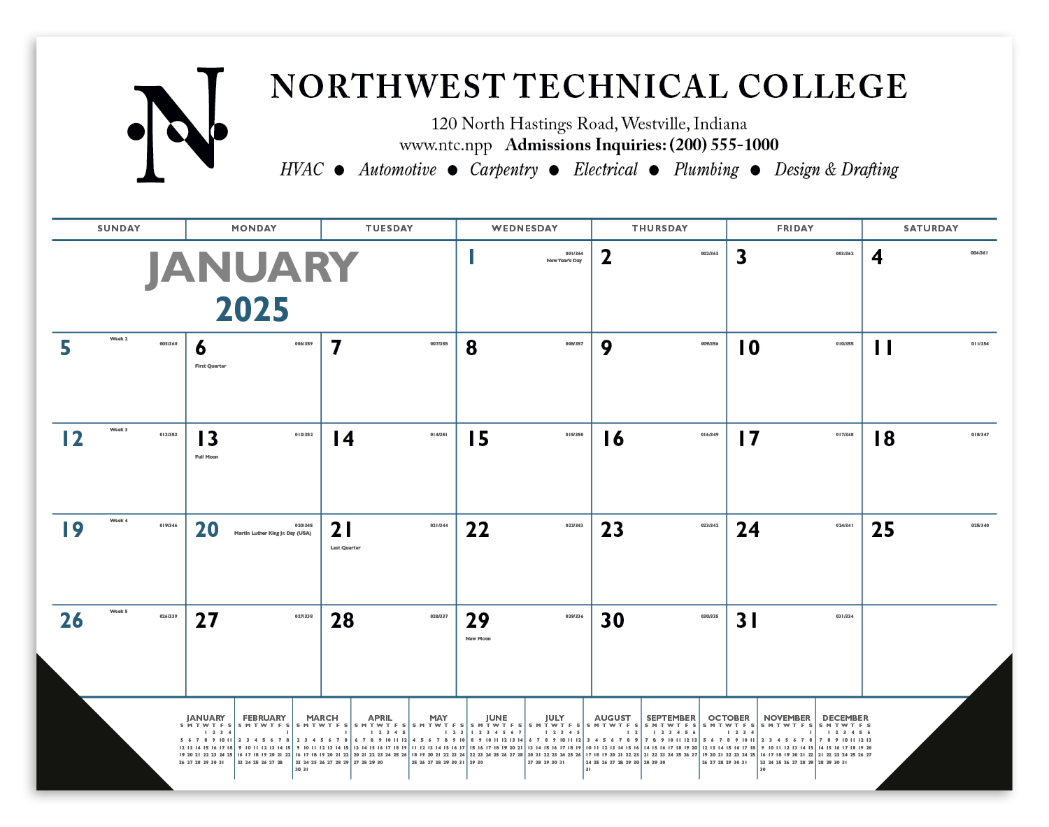 Triumph® Calendars Blue & Black Desk Pad with Vinyl Corners 5