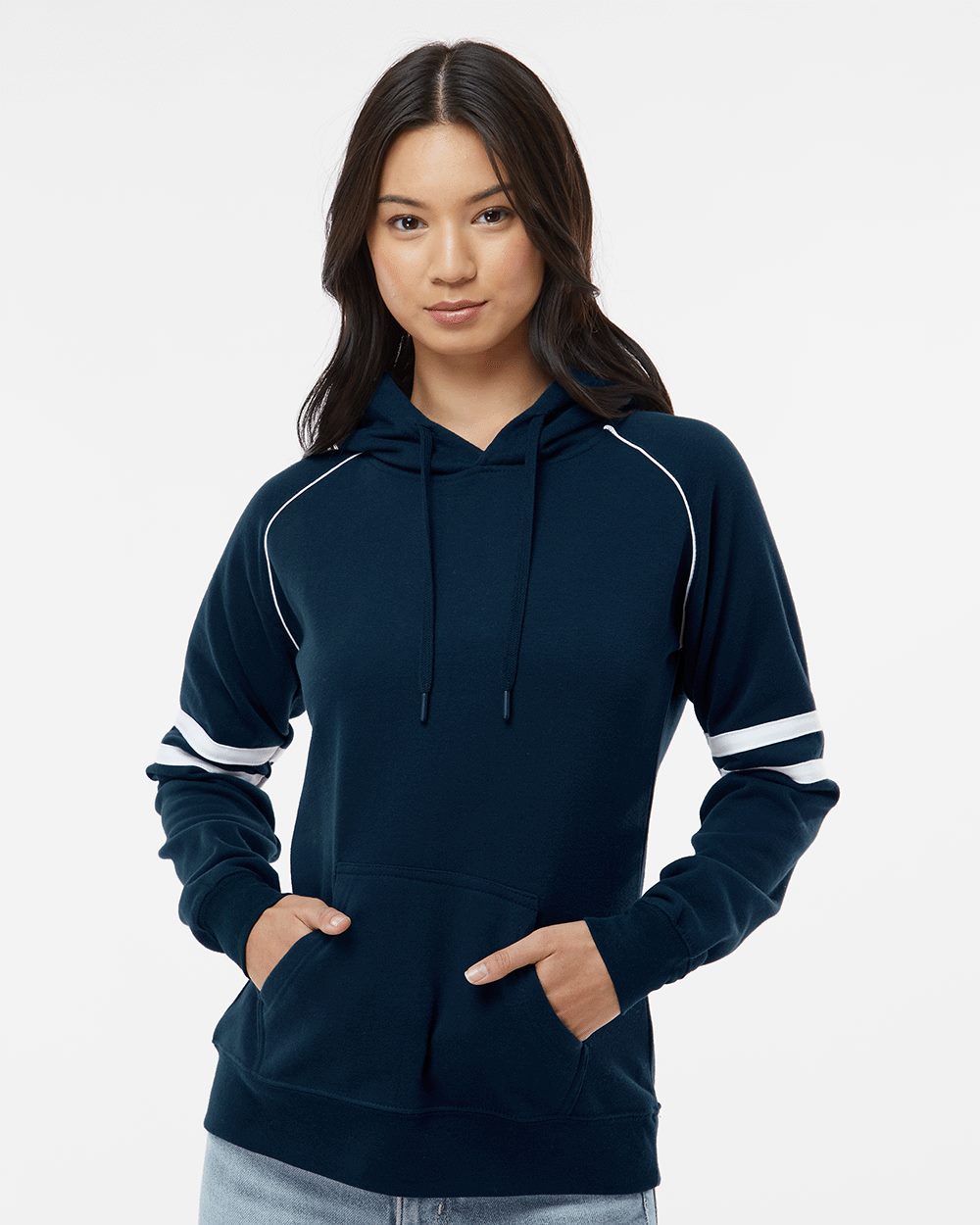Women's Varsity Fleece Piped Hooded Sweatshirt - 8645 48