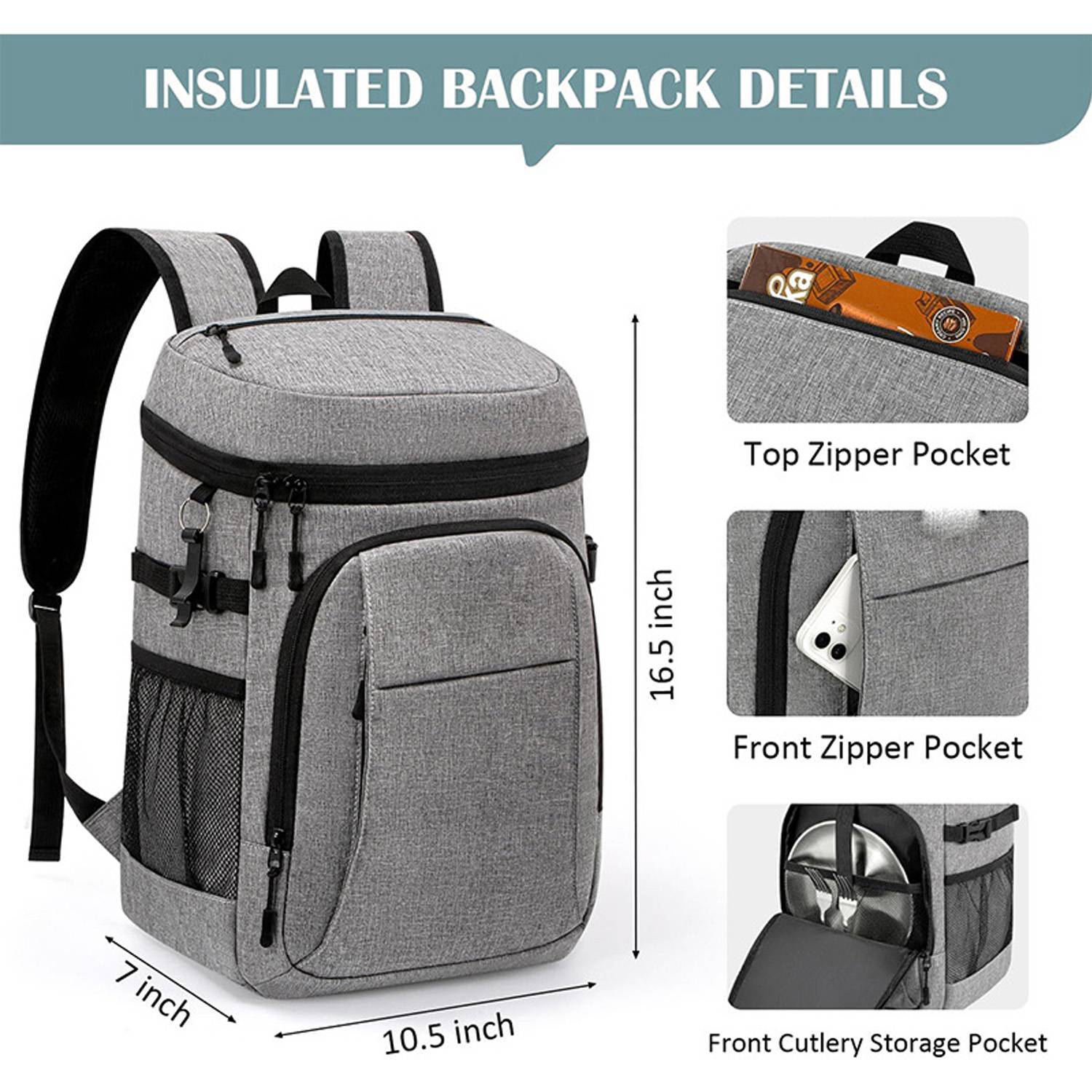 2L Foldable Oxford Insulated Cooler Backpack for Picnics 3