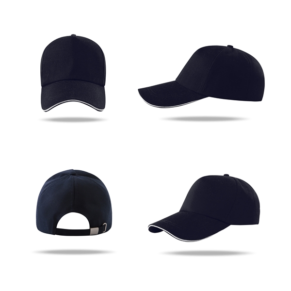 Stock Poly Cotton 5 Panel Cap, Double Buckle Back Fastener 34