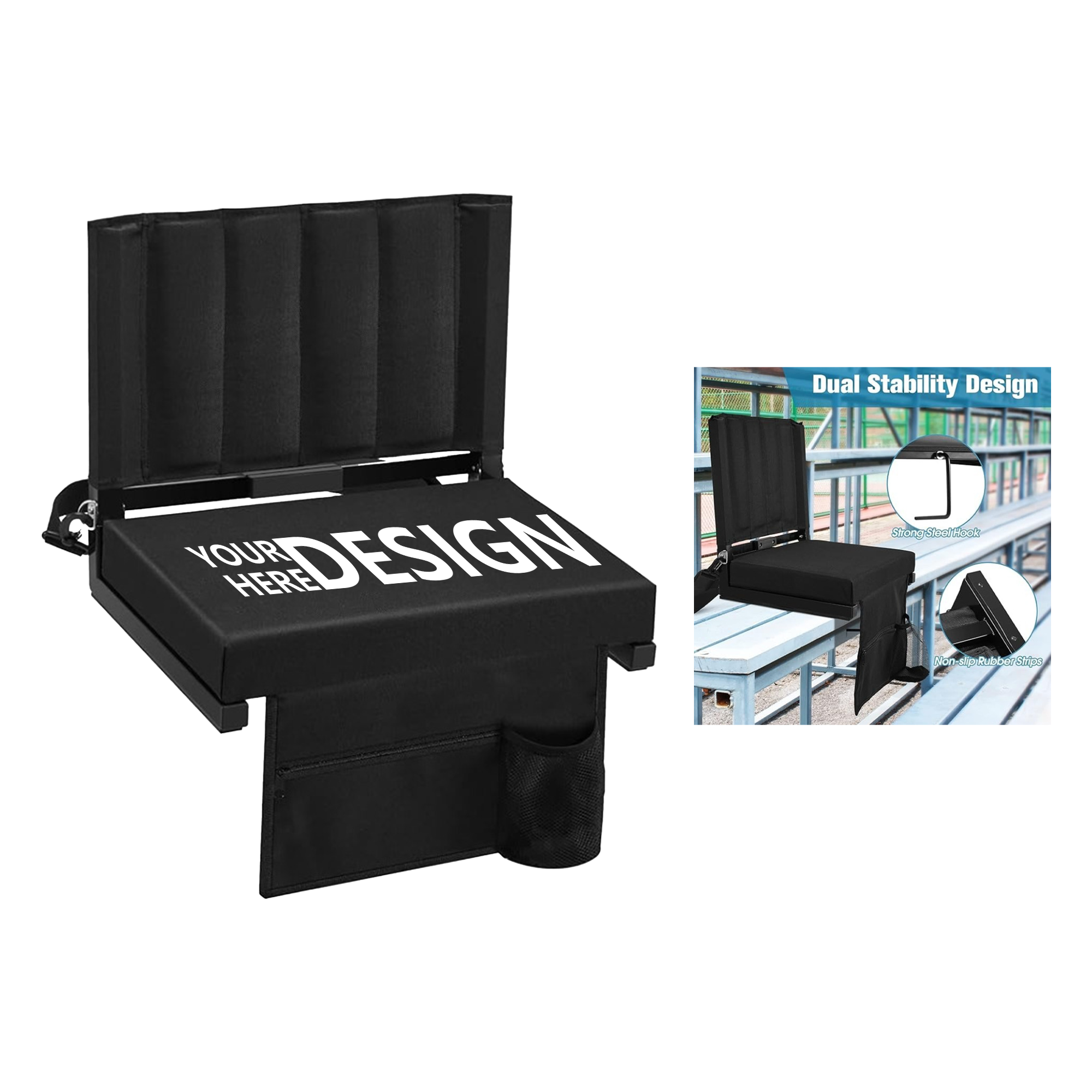 Oxford Fabric Iron Frame Folding Stadium Seat 2