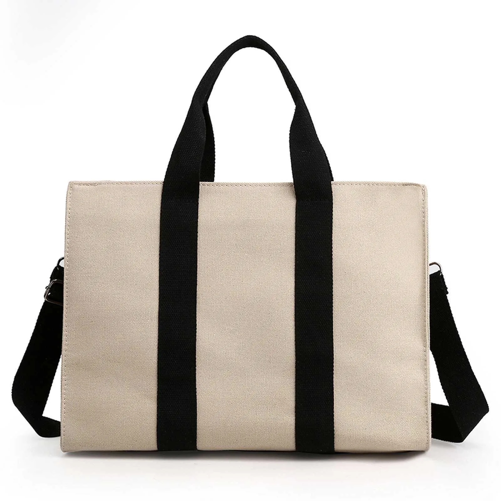 Stylish Canvas Tote Bag Top Zipper Closure 1