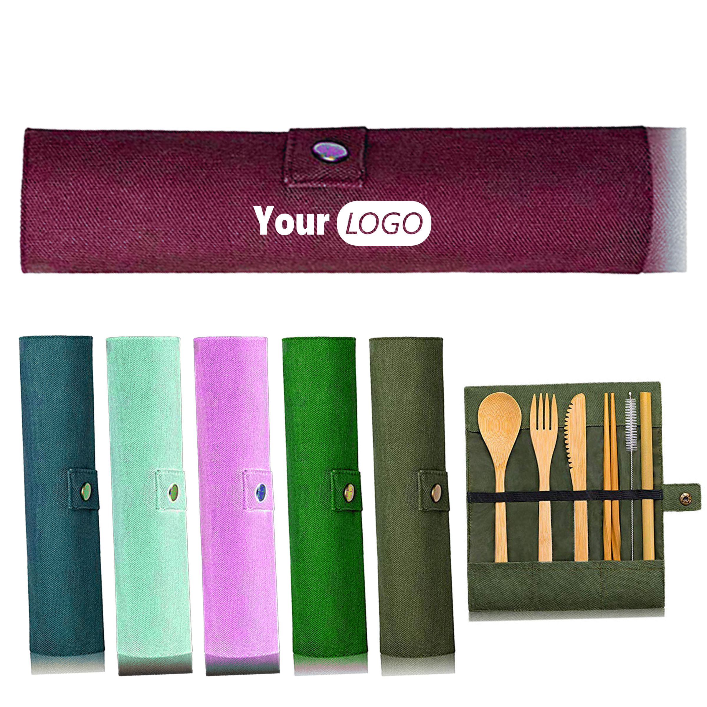 Bamboo Eco-Friendly Bamboo Travel Utensil Set With Carabiner 1