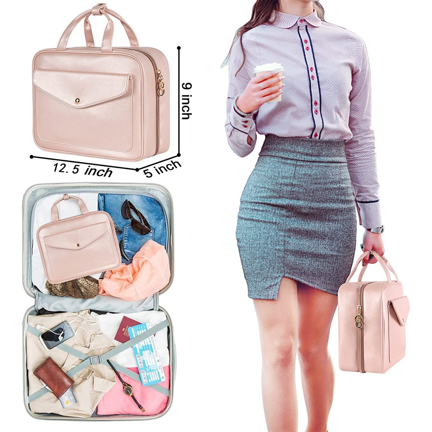 Travel Toiletry Bag with Hanging Hook 2