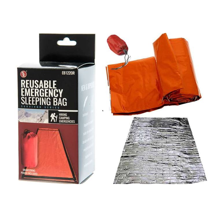 Heavy-Duty Emergency Bivy Aluminized PE Sleeping Bag Orange - 84" x 36" 1