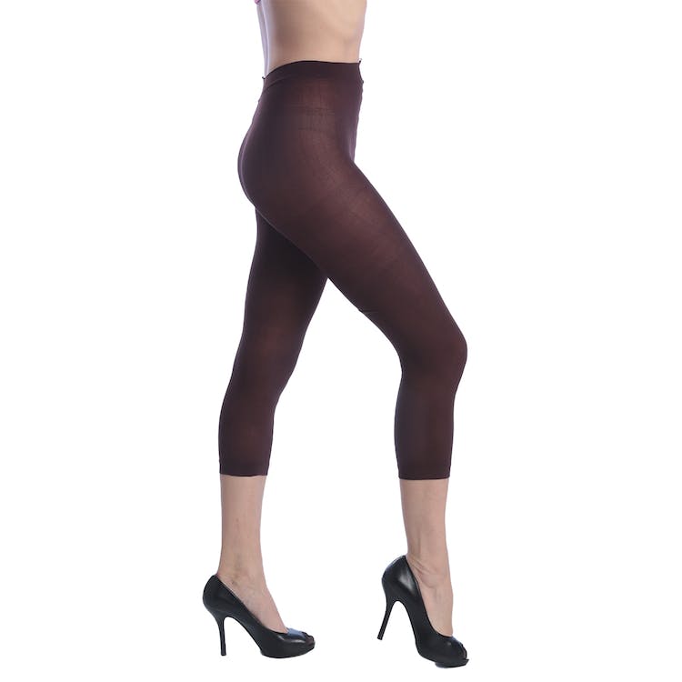 Women's Opaque Footless Capri Tights - Brown One Size Fits Most 2