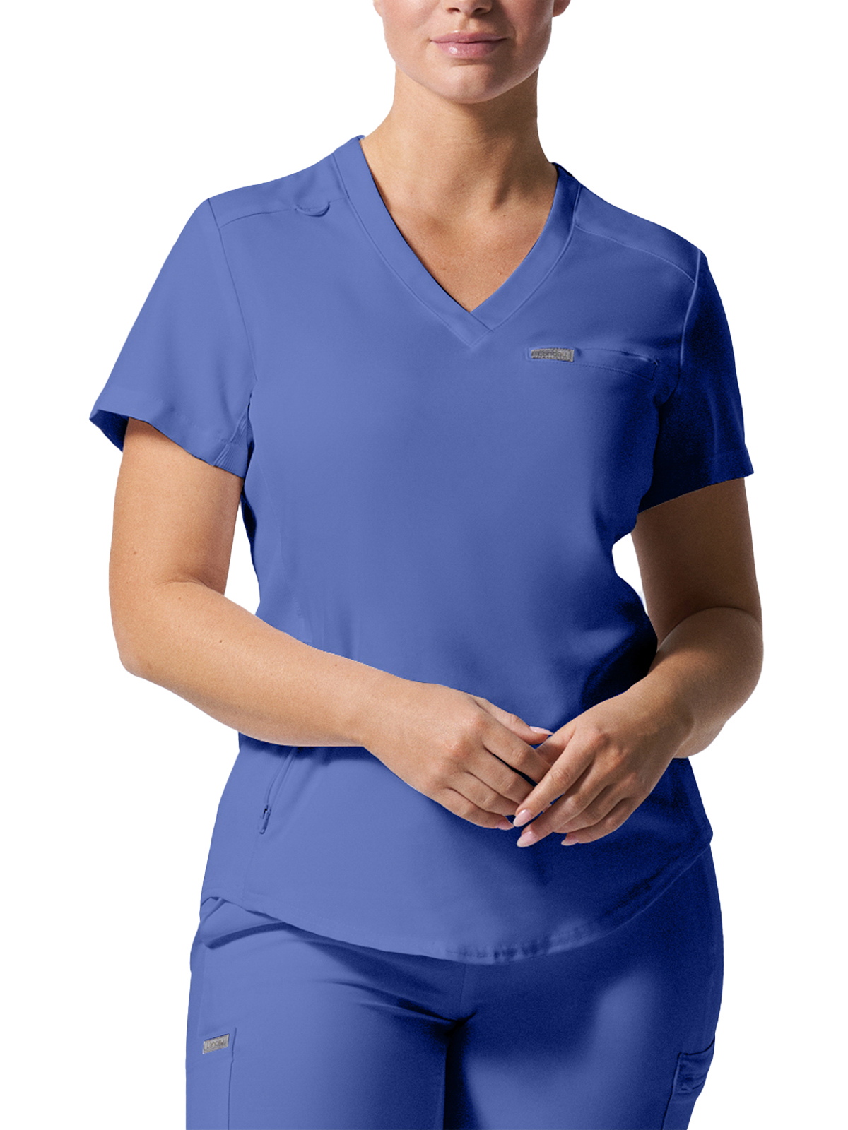 Landau - Forward - Women's Two-Pocket Shirttail Hemline V-Neck Top 12